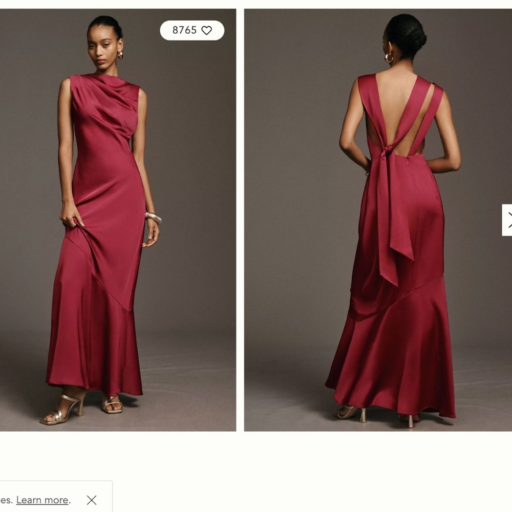 Significant Other Lana Cowl-Neck Tie-Back Satin Maxi Dress Size 4 Anthropologie